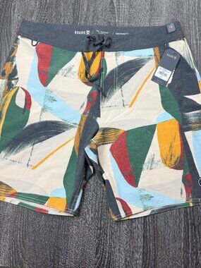 Roark Passage 18" Collage Stretch Boardshorts Men's Size 34 NWT MSRP $66